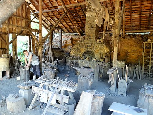 Guédelon forge for building a castle using medieval techniques and materials (France)