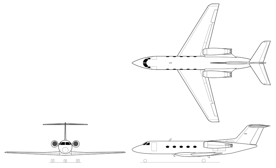 Gulfstream II 3-view.gif