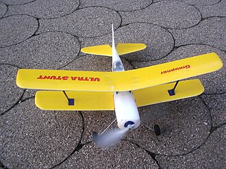 A model plane driven by a rubber cord Gummimotorflugzeug Graupner Ultra Stunt.jpg