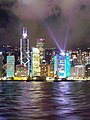 香港三大发钞银行中银香港、汇丰和渣打的维港夜景