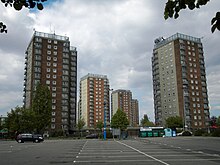 The Spuds' tower-block home was inspired by the high-rise development on Grimsby's East Marsh, which was demolished in 2018. High Rise Flats, East Marsh, Grimsby (geograph 1857663).jpg