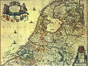 Historical map of the Netherlands (1658) with the Zuyder Zee