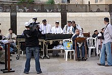 Bar mitzvah at the Western Wall Jerusalem Western Wall BW 4.JPG