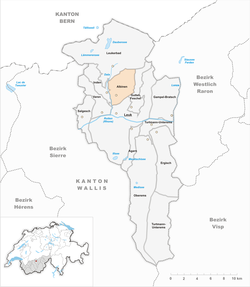 阿爾比嫩在瓦萊州的位置