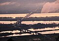 多度山から望む木曽三川に架かる橋、立田大橋、長良川大橋、油島大橋