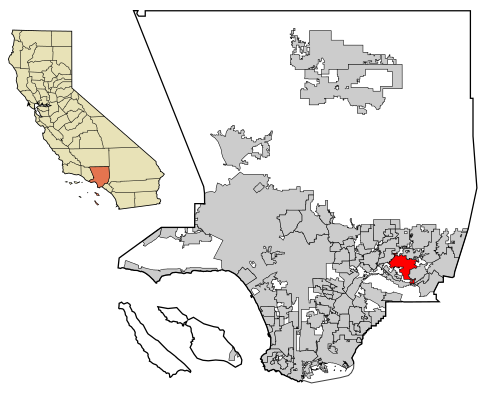 Location of West Covina in Los Angeles County, California