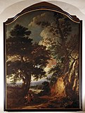 Пейзаж с Христом и учениками на дороге в Эммаус. Дерево, масло. Музей изящных искусств, Гент