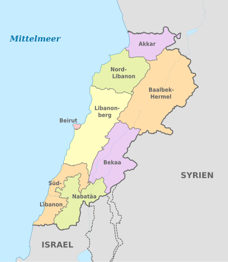 ไฟล์:Lebanon, administrative divisions - de - colored.svg