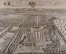 Leeds Abbey by Thomas Badeslade, 1719 Leeds Abbey Seat of Sir Richard Meredith.jpg