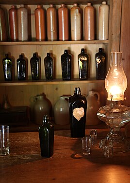 Kerosene lamp in Acadian historic village of Caraquet in Canada.