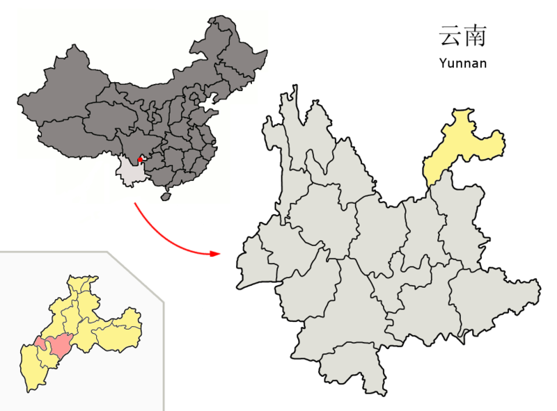 File:Location of Zhaoyang within Yunnan (China).png