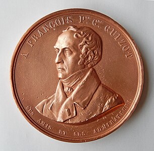 François Guizot (1844), médaille en cuivre, 100 mm, recto.