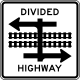 Divided highway transit rail crossing