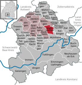 Poziția Mahlstetten pe harta districtului Tuttlingen