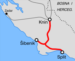 A Dalmáciai vasútvonal útvonala