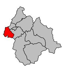 Kanton na mapě arrondissementu Albertville