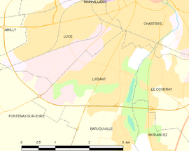 Mapa obce Luisant