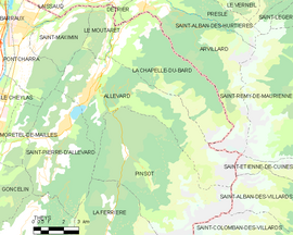 Mapa obce Allevard