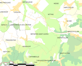 Mapa obce Métairies-Saint-Quirin