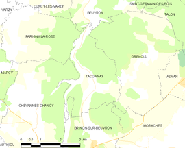 Mapa obce Taconnay