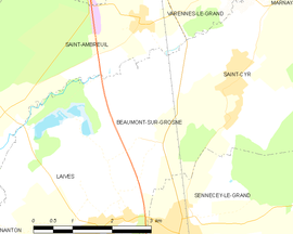 Mapa obce Beaumont-sur-Grosne