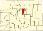 Map of Colorado highlighting Jefferson County Map of Colorado highlighting Jefferson County.svg