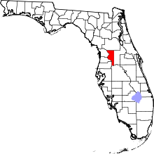 Harta e Sumter County në Florida