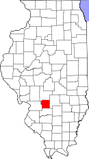 ボンド郡の位置を示したイリノイ州の地図