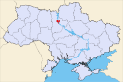 Bản đồ Ukraina với Kyiv được tô đỏ