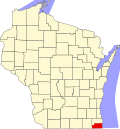 Map of Wisconsin highlighting Kenosha County.svg