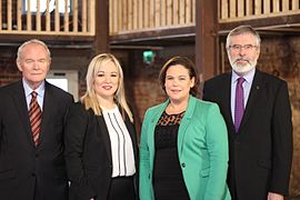 Martin McGuinness, Michelle O'Neill, Mary Lou McDonald and Gerry Adams.jpg