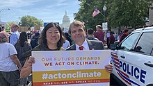 Meng with fellow Representative Mike Quigley at a 2019 Climate Strike. Mike Quigley and Grace Meng in Sept 2019 Climate Strike.jpg