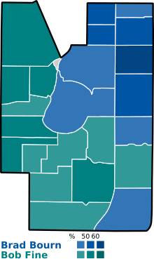 Most voted first-choice candidate by precinct in District 6. Minneapolis Park Board District 6 2017.svg