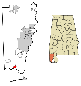 Mobile County Alabama Incorporated and Unincorporated areas Bayou La Batre Highlighted.svg
