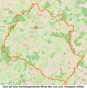 Montpont-en-Bresse with its neighboring towns