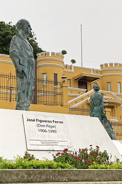 Monument to José Figueres Ferrer commemorating his abolishing of Costa Rica's army in 1948, Plaza de la Democracia, San José