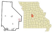 Morgan County Missouri Incorporated and Unincorporated areas Barnett Highlighted.svg