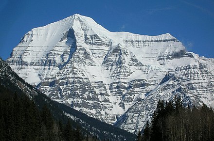 At 3954 m (12,972 ft) Mount Robson is the highest point in the Canadian Rocky Mountains.