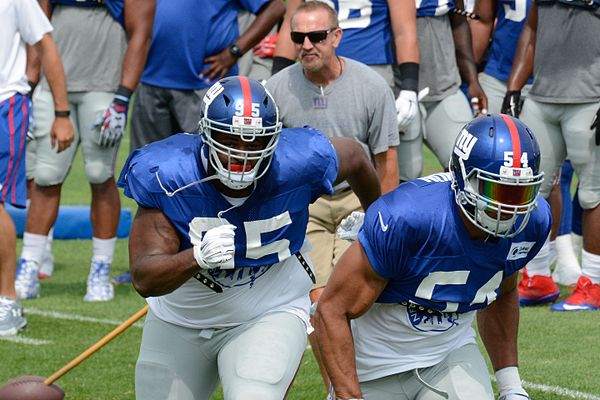 Giants players at training camp