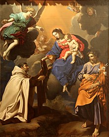 The Virgin Mary presenting the Scapular to Saint Simon Stock Nicolas Mignard-Vierge et saint Simon Stock.jpg