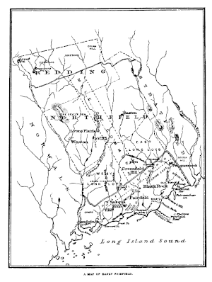 Early Map of Fairfield and Black Rock - Before the settlement of Bridgeport.