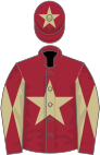 Maroon, beige star, diabolo on sleeves and star on cap