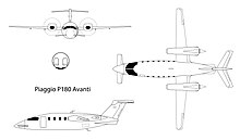 Three-view diagram and cross-section P180 Avanti.jpg