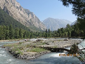 Panjkora River, lower Dir. The edges of the river can be incredibly steep creating the high velocity runoff seen during the floods.