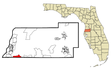 Pasco County Florida Sisällytetyt ja rekisteröimättömät alueet Trinity Highlighted.svg