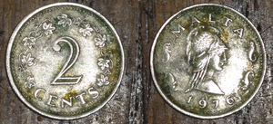 Maltese 2 cent coin, 1976 Pieces 2 cent de malte.png