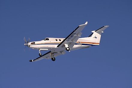 An airborne Pilatus PC-12 used by the RCMP.