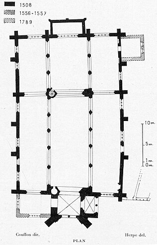 Herpe sous la dir. de R. Couffon, Plan de l'église Saint-Nonna de Penmarc'h, dans René Couffon, « Penmarc'h. Église Saint-Nonna », Congrès archéologique de France, Session CXV, 1957, p. 244-251.