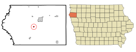 Plymouth County Iowa Incorporated and Unincorporated areas Merrill Highlighted.svg