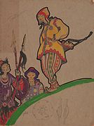 Nicolas Roerich.  Projet de costumes pour les danses polovtsiennes de 1909